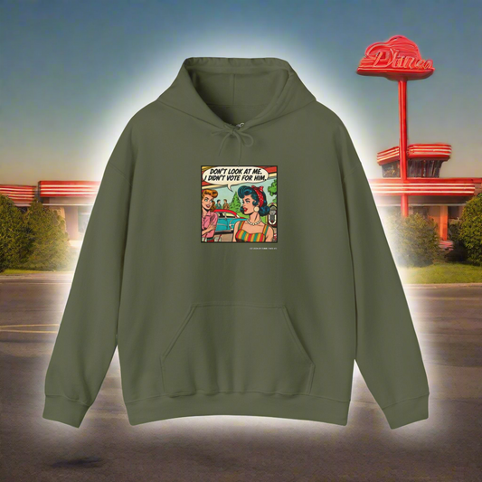 "Don’t Look at Me, I Didn’t Vote for Him" Retro Comic Hoodie