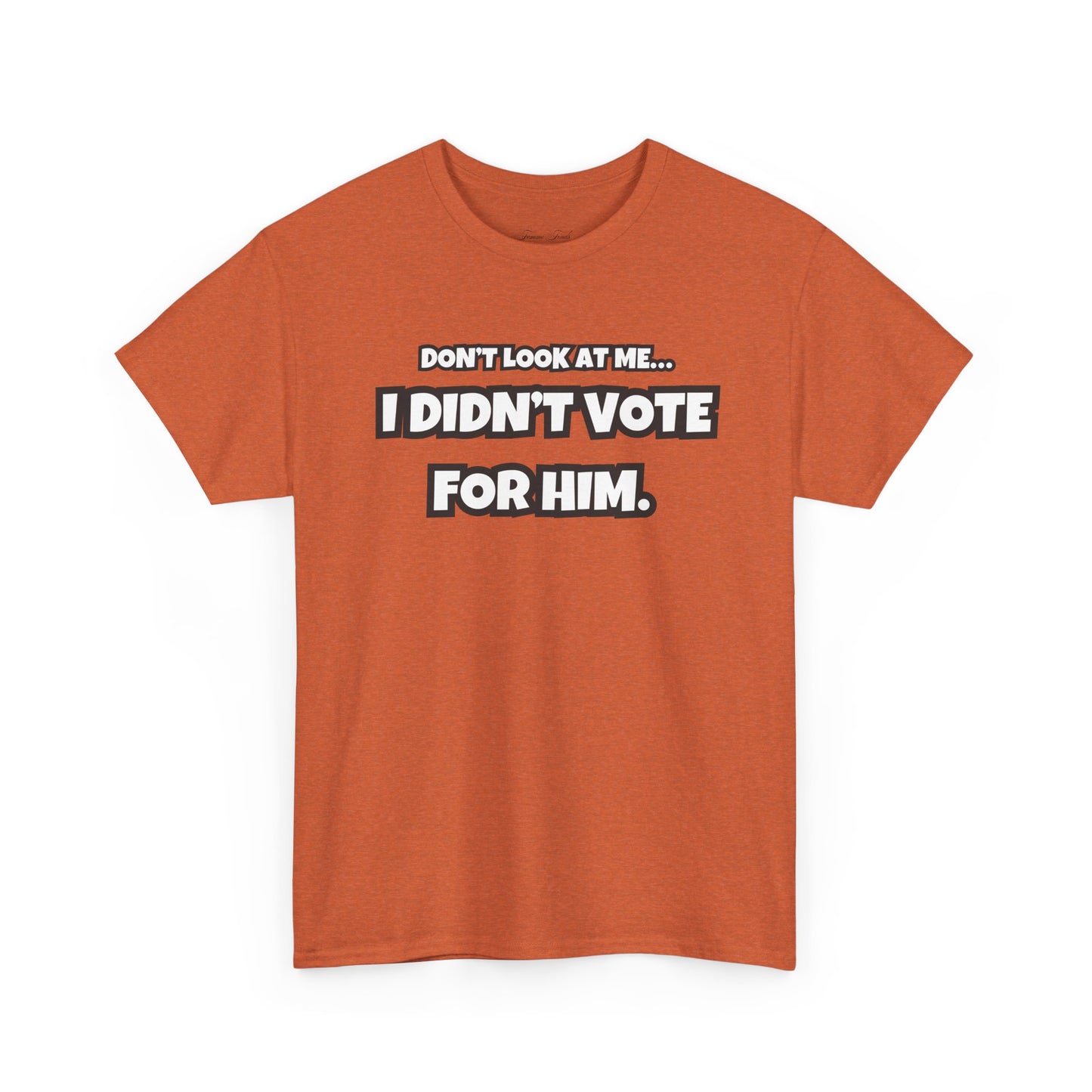 “DON’T LOOK AT ME, I DIDN’T VOTE FOR HIM” TSHIRT (TEXT ONLY)