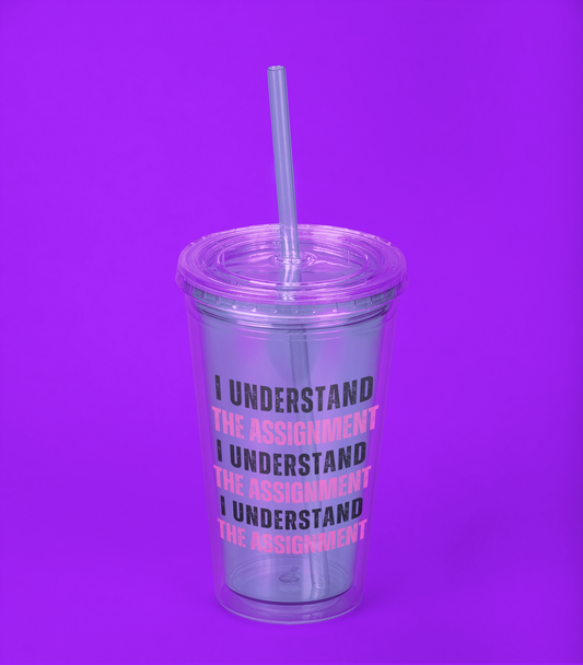 I Understand The Assignment Tumbler with Straw, 16oz